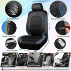 CAR PASS Leather Car Seat Covers Front Seats only, with Air Mesh Front Seat Covers Breathable, Cool Automotive Seat Covers 2 