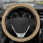 BDK Genuine Beige Leather Steering Wheel Cover for Car, Medium (14.5" - 15.5") – Ergonomic Comfort Grip for Men & Women, Univ