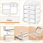 Yieach Clear Acrylic Makeup Organizers Countertop for Dresser,Desk,Bathroom Vanity,5Tier Stackable Make up Holders and Makeup