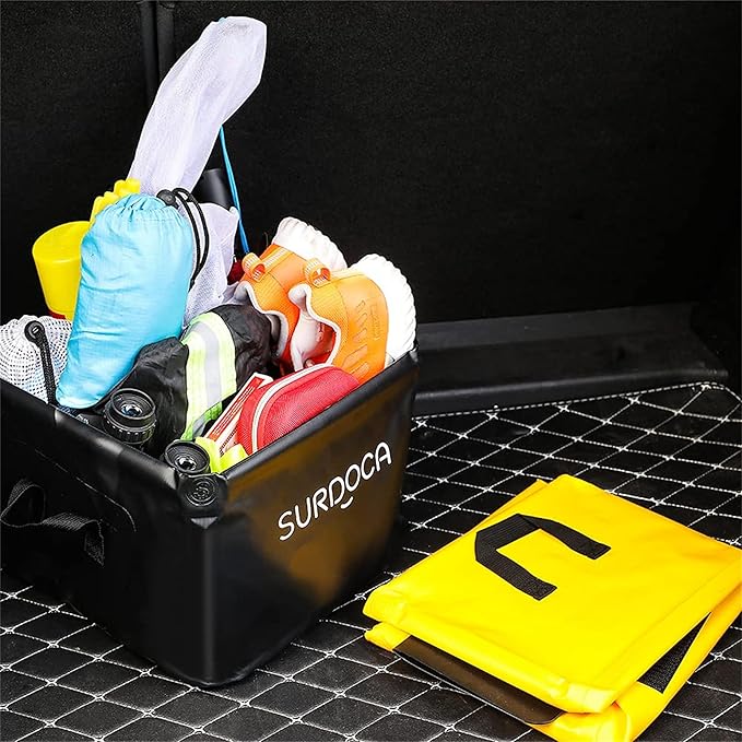 SURDOCA Fully Waterproof Car Trunk Organizer, Foldable Truck Organizer, Multifunctional Collapsible Car Storage Bag, Anti-Mud