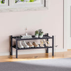 ROMGUAR CRAFT 2 Tier (Thick) Bamboo Shoe Rack for Closet Free Standing Wood Shoe Shelf for Entryway Small Space Stackable 27"