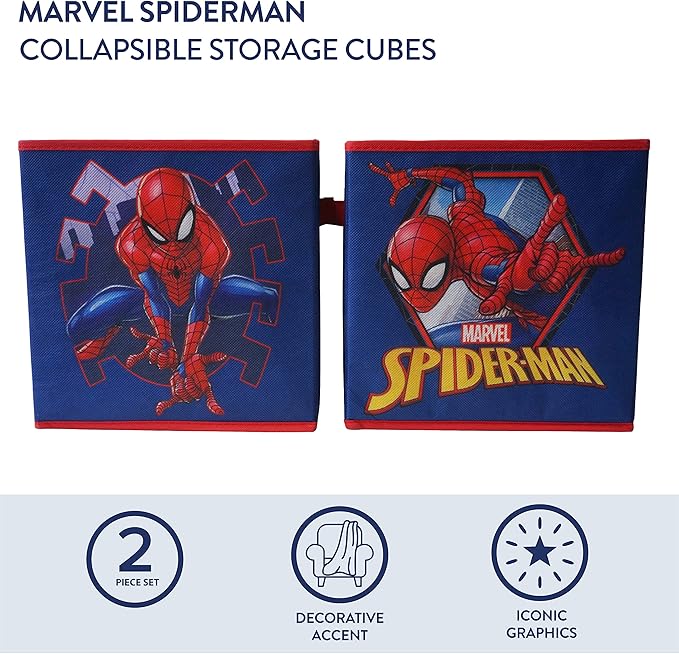Marvel Spiderman Set of 2 Durable Storage Cubes with Handles