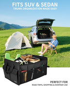 Sturdy Car Trunk Organizer - Large Capacity Trunk Organizer for SUVs & Sedans, Hard-Shell One-Piece Design with Cute Print,