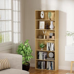 6 Tier Book Shelf，Wooden 6 Cube Storage Organizer,6 Tier Low Bookcase Storage Display Organizer, 64 Inch Versatile Cubes Shel