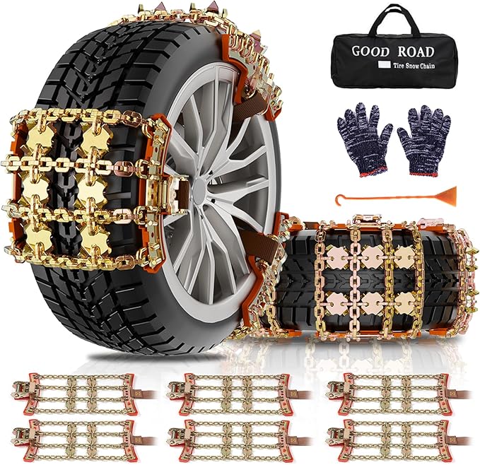 Snow Chains for Car SUV Pickup Trucks, Adjustable Portable Universal Emergency Anti Skid Snow Car Tire Chains for Tire Width 