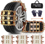 Snow Chains for Car SUV Pickup Trucks, Adjustable Portable Universal Emergency Anti Skid Snow Car Tire Chains for Tire Width 