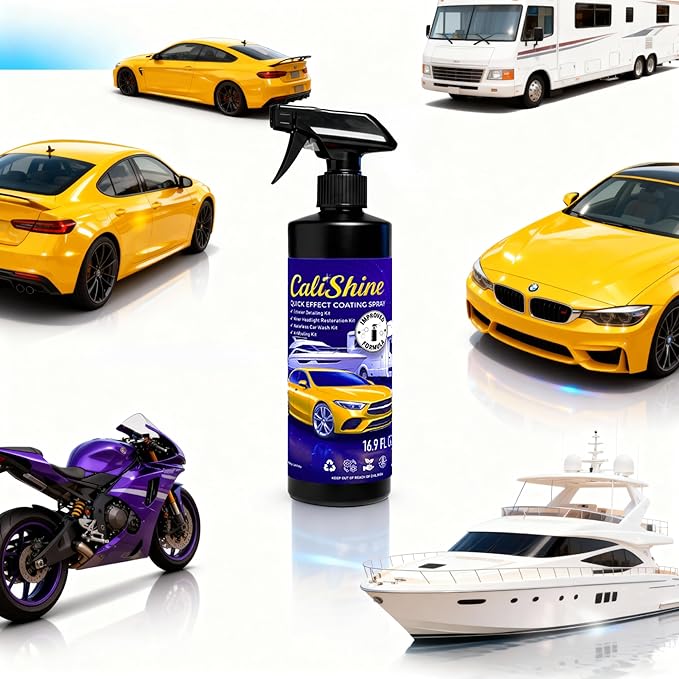 CaliShine Quick Effect Coating Spray - 16.9 fl oz Waterless Ceramic Car Wax Coat - Detail Polish & Cleaner for Cars Boat Body