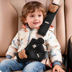 Seat Belt Cover Pad for Kids, Cute Animal Child Seatbelt Covers for Girls and Boys (Bear(Black))