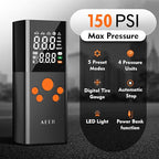 Tire Inflator Portable Air Compressor Air Pump for Car Tires (150 PSI) - Cordless Bike Pump with Tire Pressure Gauge and Motorcycle Tire Inflator with Auto-Shutoff Function