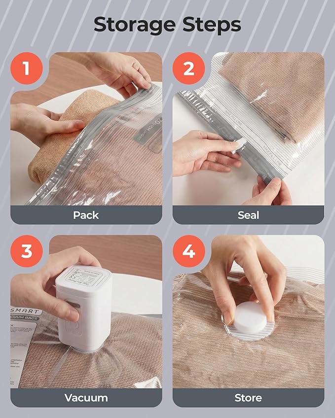 BAGSMART Vacuum Bags for Travel with Rechargeable Air Pump, Portable Space Saver Bags for Travel & Home, Vacuum Compression S