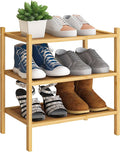 BMOSU 3-Tier Bamboo Small Shoe Rack Premium Stackable Shoe Shelf Storage Organizer for Hallway Closet Living Room Entryway Or