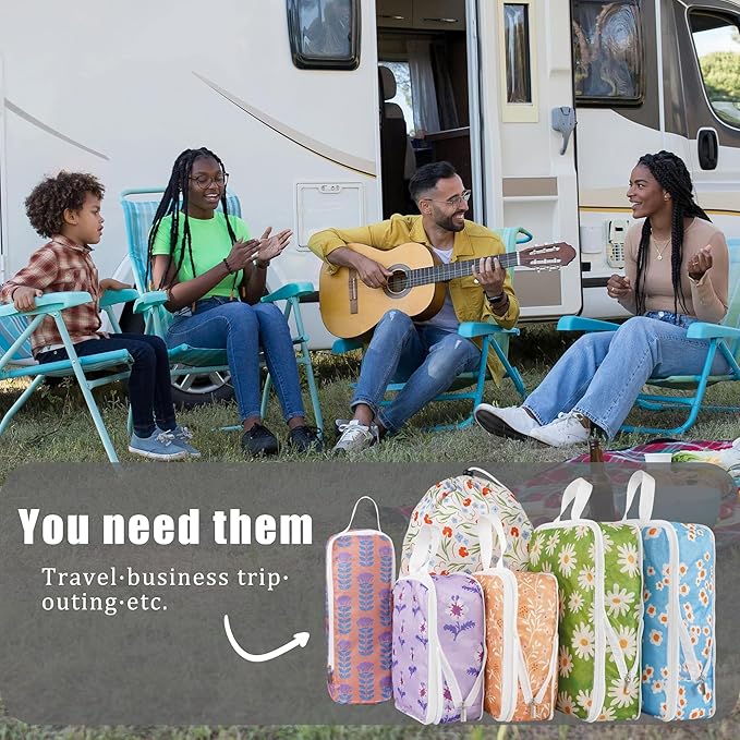 8 Pcs Compression Packing Cubes for Travel, Lightweight Waterproof Luggage Organizer Bags Set, Washable Packaging Cubes for W