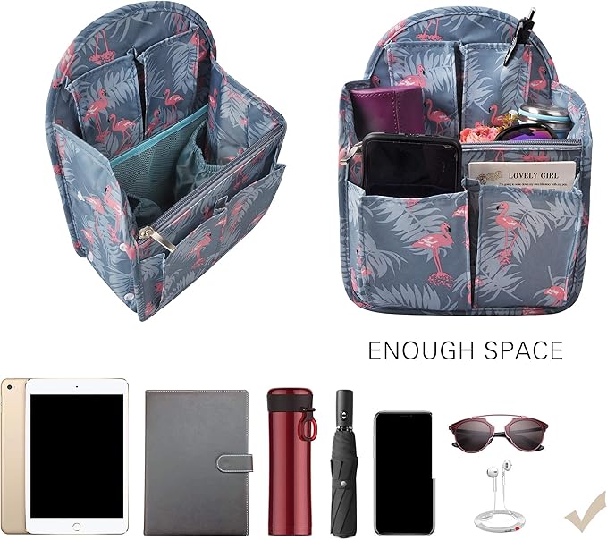 Vercord Backpack Organizer Insert Liner Hanging Travel Bag in Bag with Many Pockets