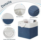 Posprica 11×11×11 Storage Cubes, Collapsible Storage Bins Organizer for Closet, Fabric Storage Box with Cotton Rope Handles, 