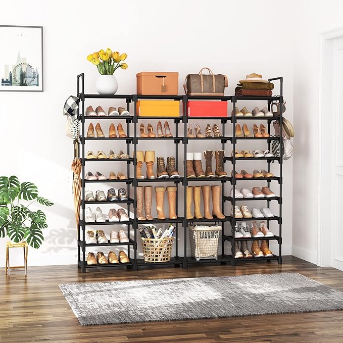 ROJASOP Large Shoe Rack Organizer for Entryway Closet 64-68 Pairs 9-Tier Heavy Duty Tall Garage Shoe Rack Shoe Shelf Shoes St