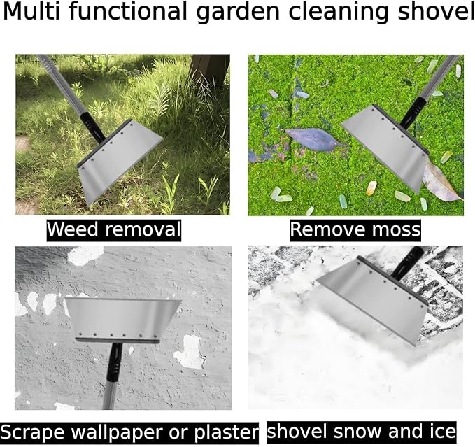 Multifunctional Garden Flat Shovel，57" Heavy Duty Stainless Steel Cleaning Tool with Adjustable Handle for Weeding, Lawn Edging, Snow/Ice Removal & Digging, Durable Outdoor Spade & Scraper