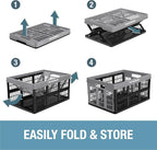 CleverMade Collapsible Utility Crate, Stone, 1PK - 32L (8 Gal) Collapsible Storage Bins, Holds 40lbs Per Bin - Plastic Stacka