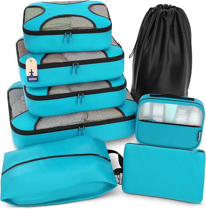 Shacke Packing Cubes for Travel 8 Set - Premium Luggage Organizer Bags - Versatile Travel Organizer for Women and Men - Optim