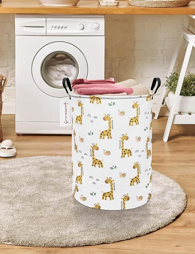 QUEENLALA Large Storage Basket,Laundry Hamper/Bathroom/Home Decor/Collapsible Round Storage Bin,Boys and Girls Hamper/Boxes/C