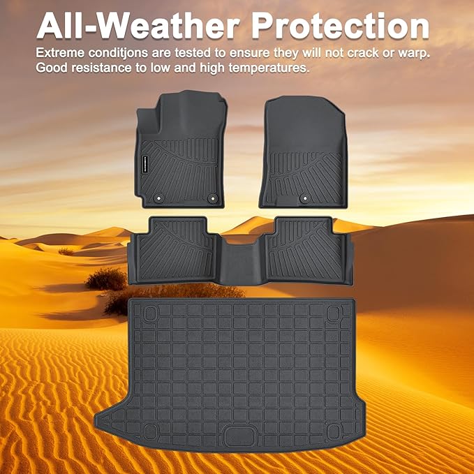 TPE Floor Mats for Hyundai Kona 2018-2023 All Weather Car Floor Liners Fit Hyundai Kona 2018-2023 Accessories Black ﻿