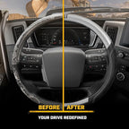 Cat® BigGrip Faux Gray/Black Leather Semi Truck Steering Wheel Cover, Fits RV and Big Rig Trucker, Steering Wheel Cover for Trucks 18 Wheeler - X-Large 17.5" - 18" Inches