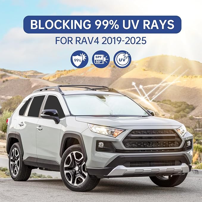8pcs Car Window Shades for Toyota RAV4 2019-2025, Full Car Window Covers for Privacy, Sunshades for RAV4 Front Rear Windshield Side Windows to Block UV and Protect Privacy