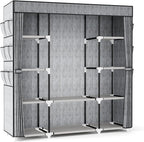 VTRIN Portable Closet Wardrobe for Hanging Clothes 57.3 Inch Large Capacity Clothes Rack with Cover, 10 Storage Organizer She