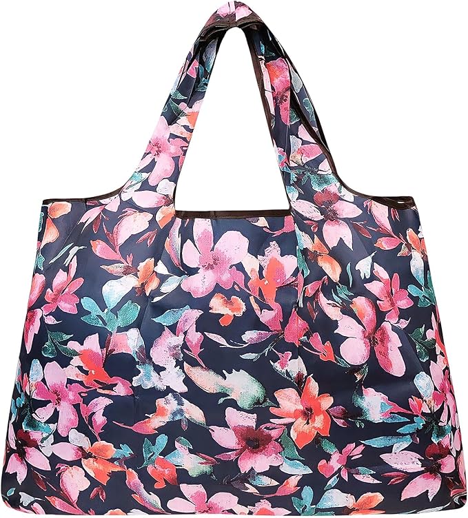 allydrew Large Foldable Tote Nylon Reusable Grocery Bags, 6 Pack