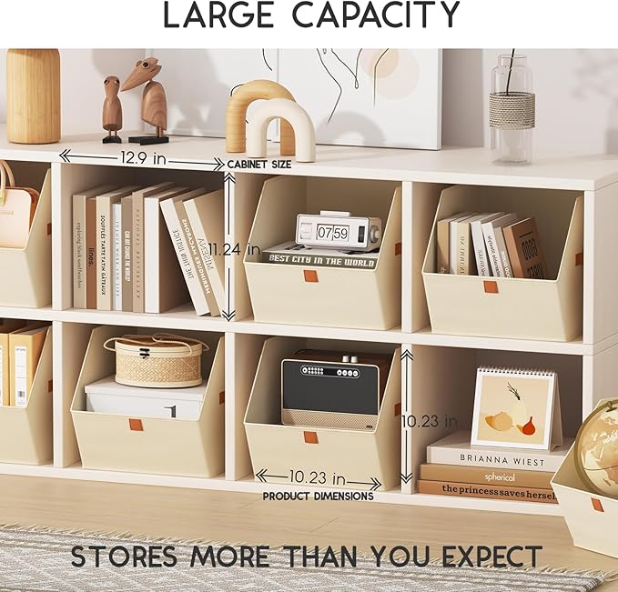 Homsorout Fabric Closet Storage Cubes - 4 Pack Square Storage Bins with Dual Handles for Clothes, Towels, Toys, Cube Storage 