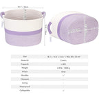 Hinwo Oval Cotton Rope Storage Basket Collapsible Nursery Storage Box Container Organizer with Handles, 16 x 13 inches, Off W
