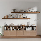 ROGMARS 72 Inches Long Walnut Floating Shelves,Rustic Solid Wood Farmhouse Wall Shelves with Invisible Brackets for Bathroom,