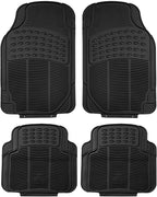 FH Group Automotive Floor Mats - Heavy-Duty Rubber, Universal Fit Full Set, ClimaProof, Trimmable For Most Cars, Sedan, SUV, Truck, Black