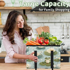 Reusable Grocery Bags Heavy Duty Shopping Bags Foldable Large Tote Bags with Long Handles & Hard Bottom