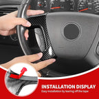 JeCar Steering Wheel Trim Covers Interior Accessories Compatible with Chevy Silverado/Tahoe/Suburban/Avalanche/GMC Yukon/GMC Sierra/Escalade 2007-2013 & Captiva 2012-2017, Black Carbon Fiber Finish