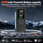 Y34 Tire Inflator Portable Air Compressor,4X Faster Inflation,8000mAh Cordless/12V DC 150PSI Air Pump with Digital Pressure Gauge for Car,Motorcycle,Bike,Ball Easter Gifts for Him