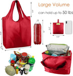 BeeGreen Christmas Red Reusable Grocery Bags Shopping Bags Bulk 10 Packs 50LBS X-Large Foldable-Machine Washable-Heavy Duty