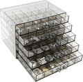 Clear Grey Acrylic Jewelry Storage Box, Earring Jewelry Organizer with 5 Drawers, 5-Layer Jewelry Box for Women, Earring Disp