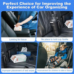 Upgraded Car Seat Back Organizer With Extra Large Tissue Holder Fits For Kleenex Tissue Box (50-230ct), PU Leather Headrest Seat Back Storage Accessories (Black-2 Packs)