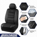 Skechers Aircooled & Memory Foam Seat Covers,Premium Leather with EVA Mesh Car Seat Covers,Seat Cover Full Sets,Airbag Compat