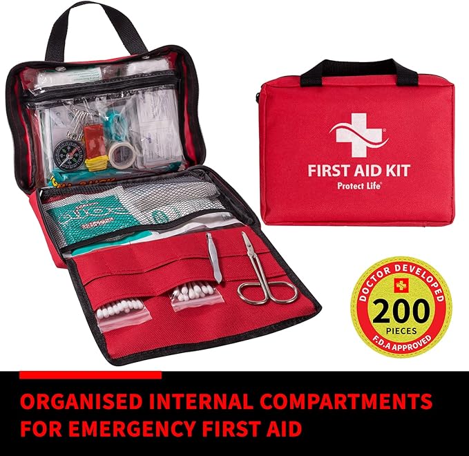 Protect Life Business First Aid Kit, Emergency First Aid Kit for Office Setting, Medical Kit Supplies, First Aid Kits for Bus