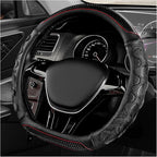 D-Shaped Steering Wheel Cover, Leather Car Wheel Protector with 3D Honeycomb Anti-Slip Design, Universal Breathable Comfy Cov