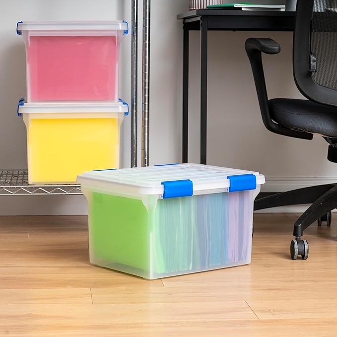 IRIS USA File Box, WeatherPro File Organizer for Letter/Legal File, Water Resistant Document Box, Plastic Gasket File Box Wit
