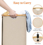 Lifewit 150L Laundry Basket with Lid, Clothes Hampers for Laundry with Bamboo Handles and 2 Removable Bag, Large Foldable Lau