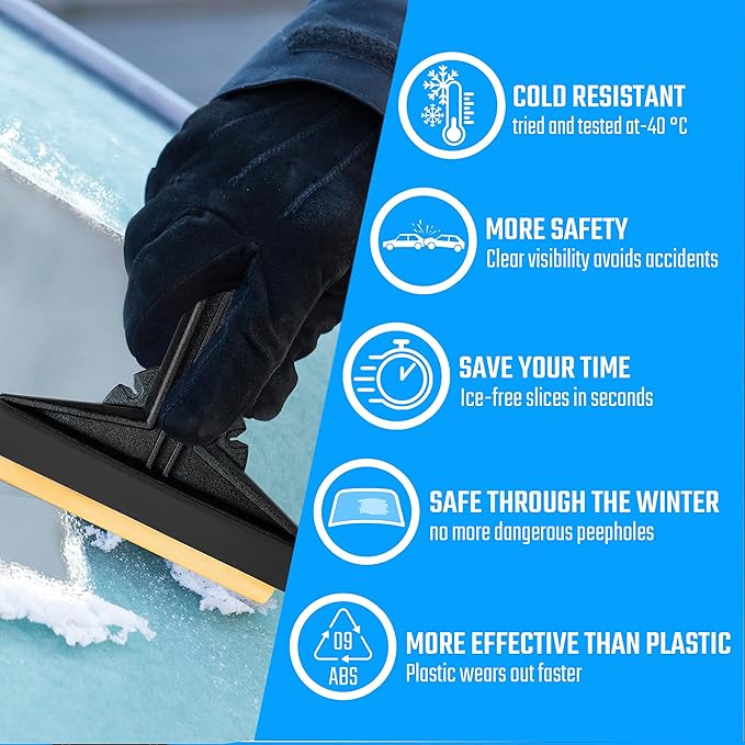Car Ice Scraper Brass Blade - fast, easy & efficient - [ 2 Pack ] Brass Ice Scraper for Car - Ice Scrapers for Car Windshield Ice Scraper - Original Murska from Europe - for Winter - A054-2 Black