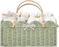 HBlife Large Baby Diaper Caddy, Paper Rope Scalloped Storage Baskets Nursery Bin with Removable Divider, Portable Car Organiz