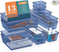 StorMiracle 13 PCS Drawer Organizer Set, 5 Varied Size Bathroom and kitchen Drawer cabinet organizer Trays, Clear Storage Bin