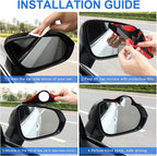 LivTee Car Blind Spot Mirror with Side Mirror Rain Guard 2 Pack, Carbon Fiber 2-in-1 Rear View Rain Mirror Covers, 360 Drgree Adjustable Convex Mirror, Automotive Exterior Accessories