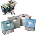 Lotus Earth Tone Trolley Reusable Shopping Bags (4-Pack) – Detachable & Reusable Grocery Bags Foldable with Insulated Grocery Bag & Egg/Wine Holder – Washable Shopping Tote to Save Time & Easy Storage