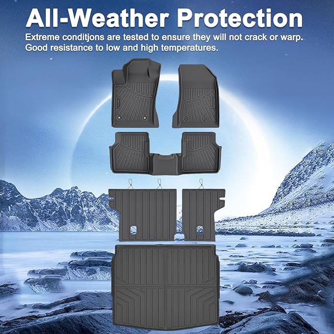 TPE Floor Mats & Cargo Liner for Jeep Compass 2017-2026 All Weather Car Floor Liners Fit Jeep Compass 2017-2026 Accessories Black