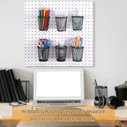 Spakon 6 Sets Pegboard Cups with Ring Hook, Peg Board Baskets Bin Holder Organizer Accessories Pegboard Pencil Cup Multipurpo